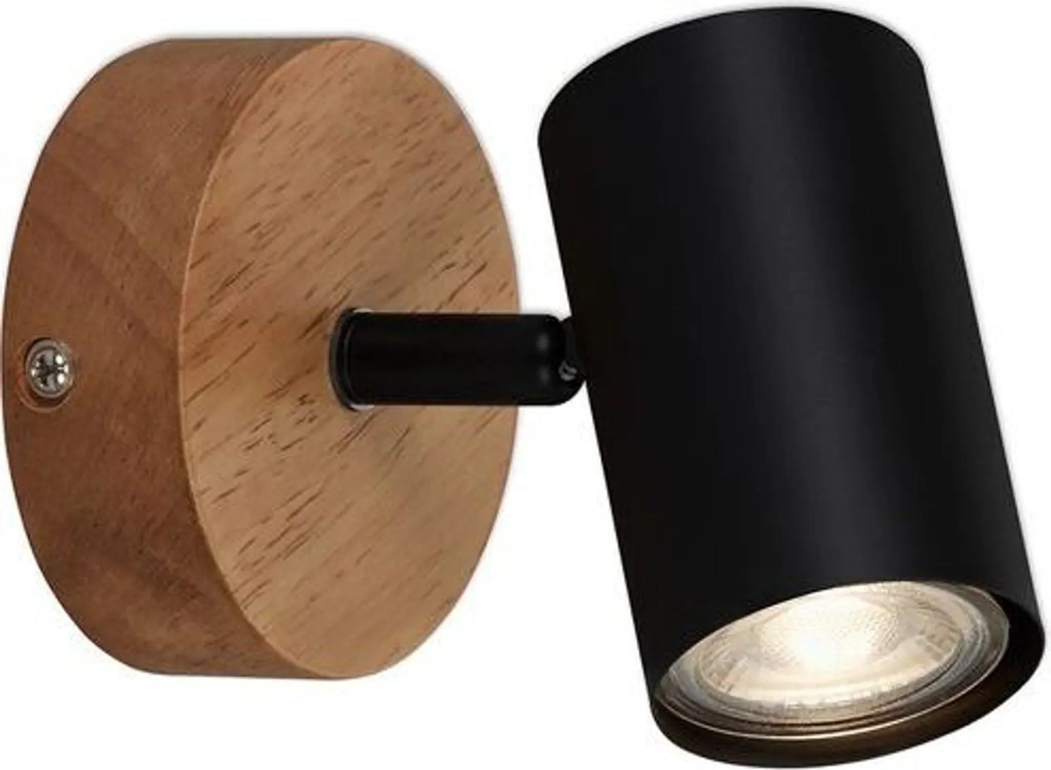 Wandspot Retro – dreh- & schwenkbar, 1× GU10, Schwarz mit Holz